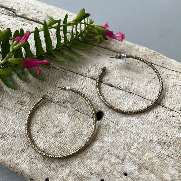 LARGE GOLD HOOP EARRINGS. NWT - Picture 1 of 4